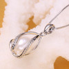 Women Fashion Natural Pearl Pendant Cage Necklace(WHITE)