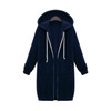 Women Hooded Long Sleeved Sweater In The Long Coat, Size:L(Navy Blue)