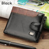 Men Vintage Leather Hasp Short Coin Pocket Purse Card Holder Wallets(Black)