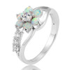 925 Silver Women Opal Flower Ring Jewelry, Ring Size:10(White)