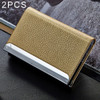 2 PCS Lichi texture Business Card Holder Credit Card ID Case Holder(Gold)