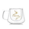 Double Wall Mug Office Mugs Heat Insulation Double Coffee Mug Coffee Glass Cup, Style:Labeled