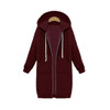 Women Hooded Long Sleeved Sweater In The Long Coat, Size:XXL(Wine Red)