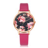 Lvpai P086Leather Strap Flower Dial Quartz Wrist Watch(Rose Red+Rose Gold)