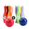 Wooden Cartoon Digital Bowling Children Educational Parent-child Interactive Toys Outdoor Sports Toys(Rainbow)