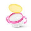 Baby Snacks Bowl Children Kids Food Storage Dishes Anti Spill 360 Rotate Baby Solid Feeding Plate Tableware Baby Feeding Stuff(Pink)