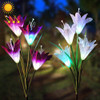 2 PCS Lily Flower Shape 4 Heads Solar Powered Outdoor IP55 Waterproof LED Decorative Lantern Lawn Lamp