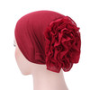 Solid Color Chiffon Big Cap Flower Pullover Turban Hat, Size:One Size(Wine Red)