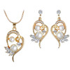 Fashion Cute Flower Simulated Pearl Crystal Wedding Jewelry Sets for Women(Gold)