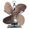 4-Blade Aluminum Heat Powered Fireplace Stove Fan (Bronze)