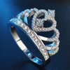 Princess Queen Crown-shaped Platinum Plated Zircon Ring, US Size: 10, Diameter: 19.8mm, Perimeter: 62.1mm(Silver)