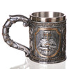 3D Viking Skull Coffee Beer Mug Skull Mug Beer Wine Drink Gift Stainless Steel Knight Decorative Cup for Men Mug