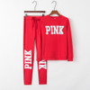 Letter Print Sports Two-piece Clothes (Color:Red Size:M)
