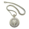 Hip Hop Round Medusa Head Zircon Rhinestone Pendant Clavicle Chain Necklace for Men, Chain Length: 90cm(Silver)
