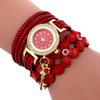 FULAIDA Round Dial Diamond Flower Bracelet Watch with Flower Shape Key Pendant(Red)