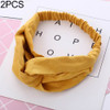 2 PCS Women Suede Headband Vintage Cross Knot Elastic Hairband Soft Solid Hair Accessories(Yellow)