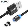 TOPK 2m 2.4A Max USB to 8 Pin Nylon Braided Magnetic Charging Cable with LED Indicator(Black)