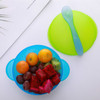 Children Sucker Temperature Spoon Cover Bowl Baby Drop-proof Training Bowl Infant Feeding Tableware(Two Color Bowl Blue + Spoon)