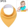 3 PCS Reusable Washable Cotton Baby Bibs Burp Cloth Adjustable Baby Meal Bibs(Dark Yellow)