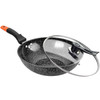 Maifanshi Non-stick Household Oil-free Flat-bottom Wok is Suitable for Gas Cooker Induction Cooker, Size:30cm(Pot + Lid)