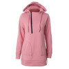 Women Warm Sweater Zipper Cap With Long Sleeves Solid Color Sweater, Size: XXL(Pink )