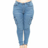 Plus Sized Stretch Bag Jeans (Color:Baby Blue Size:L)