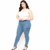 Plus Sized Stretch Bag Jeans (Color:Baby Blue Size:XXXL)