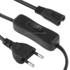 2 Prong Style EU Plug AC Power Cord with 304 Switch, Length: 1.5m(Black)