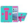 For iPad 9.7 (2018) & iPad 9.7 (2017) PC+Silicone Shockproof Protective Back Cover Case With Holder (Magenta + Green)