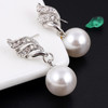 Set Jewelry (1 Pair Earrings and 1 PCS Necklace Included) Chic  Pearl and Rhinestone Pendant Necklace and Earrings