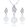 Set Jewelry (1 Pair Earrings and 1 PCS Necklace Included) Chic  Pearl and Rhinestone Pendant Necklace and Earrings