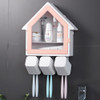 Bathroom Wall Hanging Small House Toothbrush Holder Toiletries Storage Shelf (Pink)
