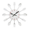 Cutlery Metal Kitchen Wall Clock Spoon Fork Creative Quartz Wall Mounted Clocks Modern Design Decorative Horloge White