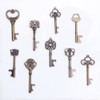 Mixed Set Of Vintage Skeleton Keys In Antique Bronze Of Different Size As Ornamental Decorations For Party Favors, Necklaces, Arts And Crafts(Bronze Set of 9 PCS)