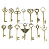 Mixed Set Of Vintage Skeleton Keys In Antique Bronze Of Different Size As Ornamental Decorations For Party Favors, Necklaces, Arts And Crafts(Bronze Set of 100 PCS)