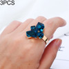 3 PCS Women Fashion Magic Cubes Crystal Inlay Ring, Ring Size:8(Blue)