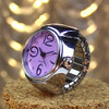 2PCS L04 Dial Quartz Analog Watch Creative Steel Cool Elastic Quartz Finger Ring Watch for Men / Women(Purple)