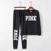 Letter Print Sports Two-piece Clothes (Color:Black Size:XL)