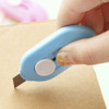 Cute Solid Mini Portable Knife Paper Cutter Razor Blade Office Stationery(Blue)