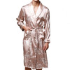 Men's Long Paragraph Silk Pajamas (Color:Camel Size:L)