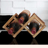 3 Bottles Racks Foldable Wine Stand Wooden Wine Holder Kitchen Bar Display Shelf(Carbon Baking)