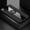 For iPhone XR XINLI Stitching Cloth Texture Shockproof TPU Protective Case with Ring Holder(Black)