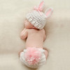 Cartoon Rabbit Shape Bow-knot Hand-knitted Wool Hat + Underwear Children Photography Clothing Set(White )