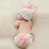 Cartoon Rabbit Shape Bow-knot Hand-knitted Wool Hat + Underwear Children Photography Clothing Set(White )