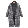 Plus Size Women Solid Color Winter Long Cardigan(Color:Grey Size:One Size)