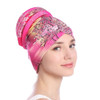 Floral Turban Hat Cotton Back Plate Hair Wrap Cap, Size:M (56-58cm)(Rose Red)