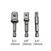 3 PCS/Set Socket Bit Extension Bar Hex Shank Adapter Drill Nut Driver Power Drill Bit(1/4, 3/8, 1/2 inch), Length:50mm