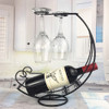 Creative European Metal Retro Pirate Ship Wine Rack Hanging Wine Glass Holder Bar Stand Holder  Wine Rack for Single Wine Bottle (Black)