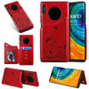 For Huawei Mate30 Pro Cat Bee Embossing Pattern Shockproof Protective Case with Card Slots & Photo Frame(Red)