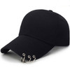 Unisex Casual Solid Color Adjustable Baseball Caps with Ring(Black)